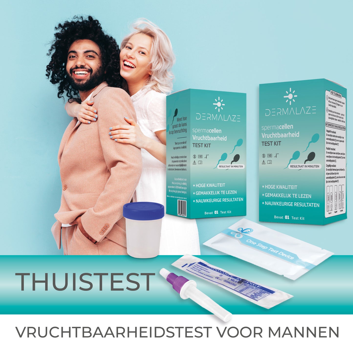 Spermatest Man – Dermalaze Vruchtbaarheidstest voor Thuisgebruik – Snelle & Discrete Zelftest – 98% Nauwkeurig
