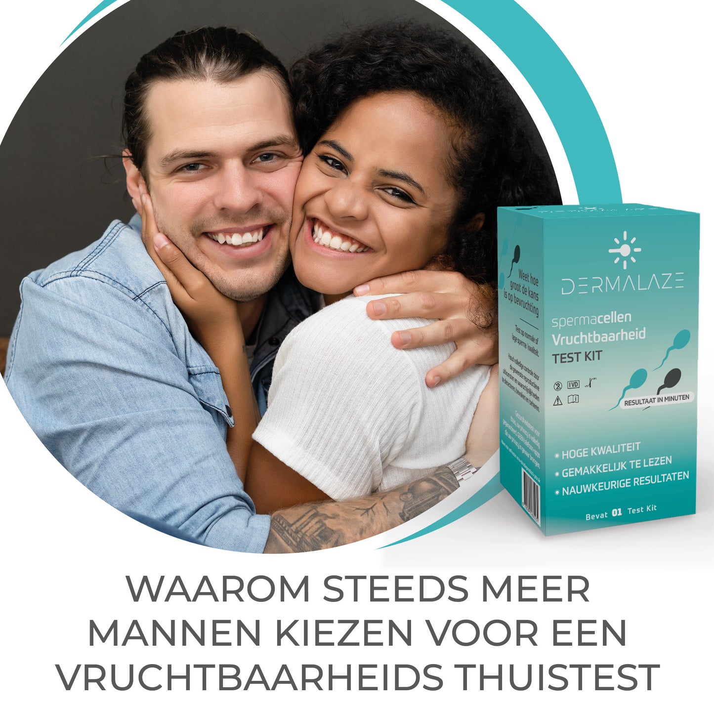 Spermatest Man – Dermalaze Vruchtbaarheidstest voor Thuisgebruik – Snelle & Discrete Zelftest – 98% Nauwkeurig