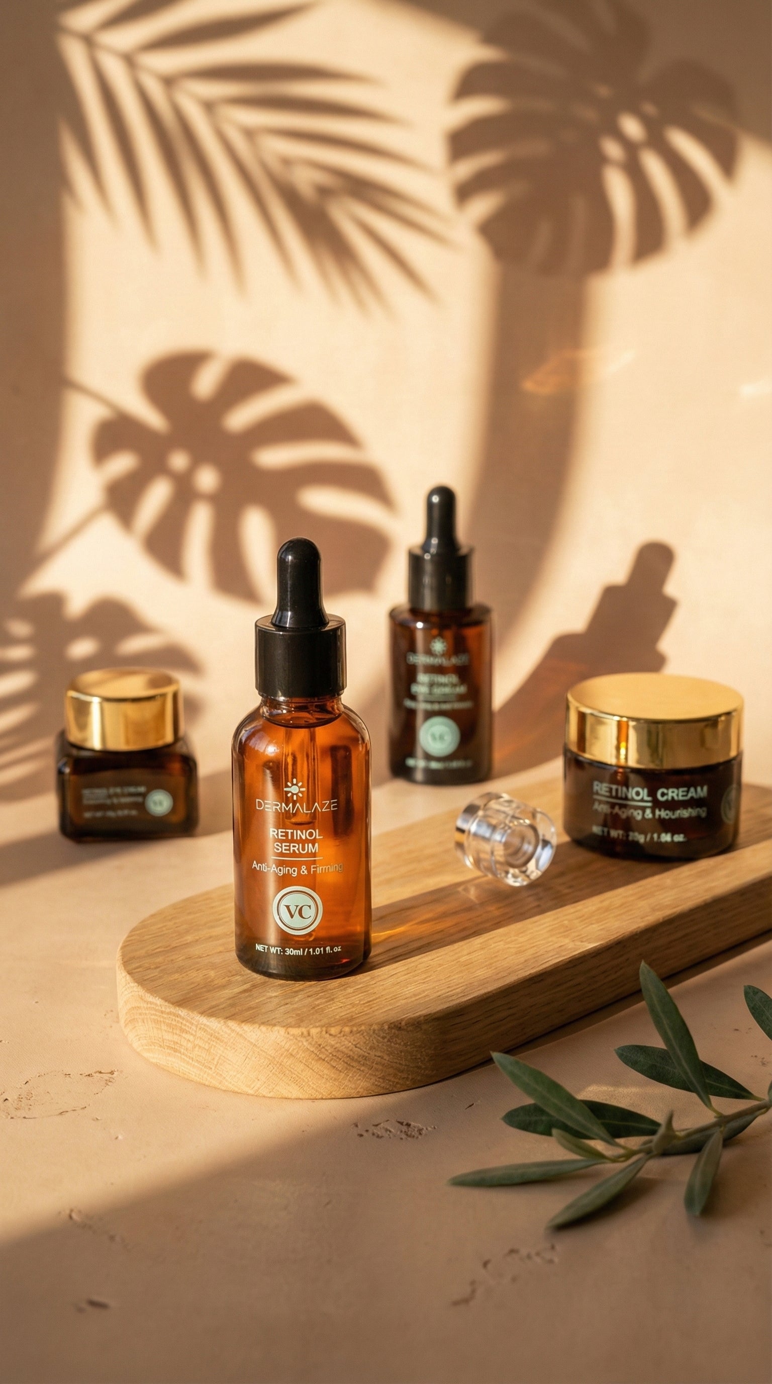 Dermalaze Retinol Skincare Travel Set – Complete Anti-Aging Verzorgingsset – Serum, Oogserum, Crème & Oogcrème – Geschikt voor Alle Huidtypen