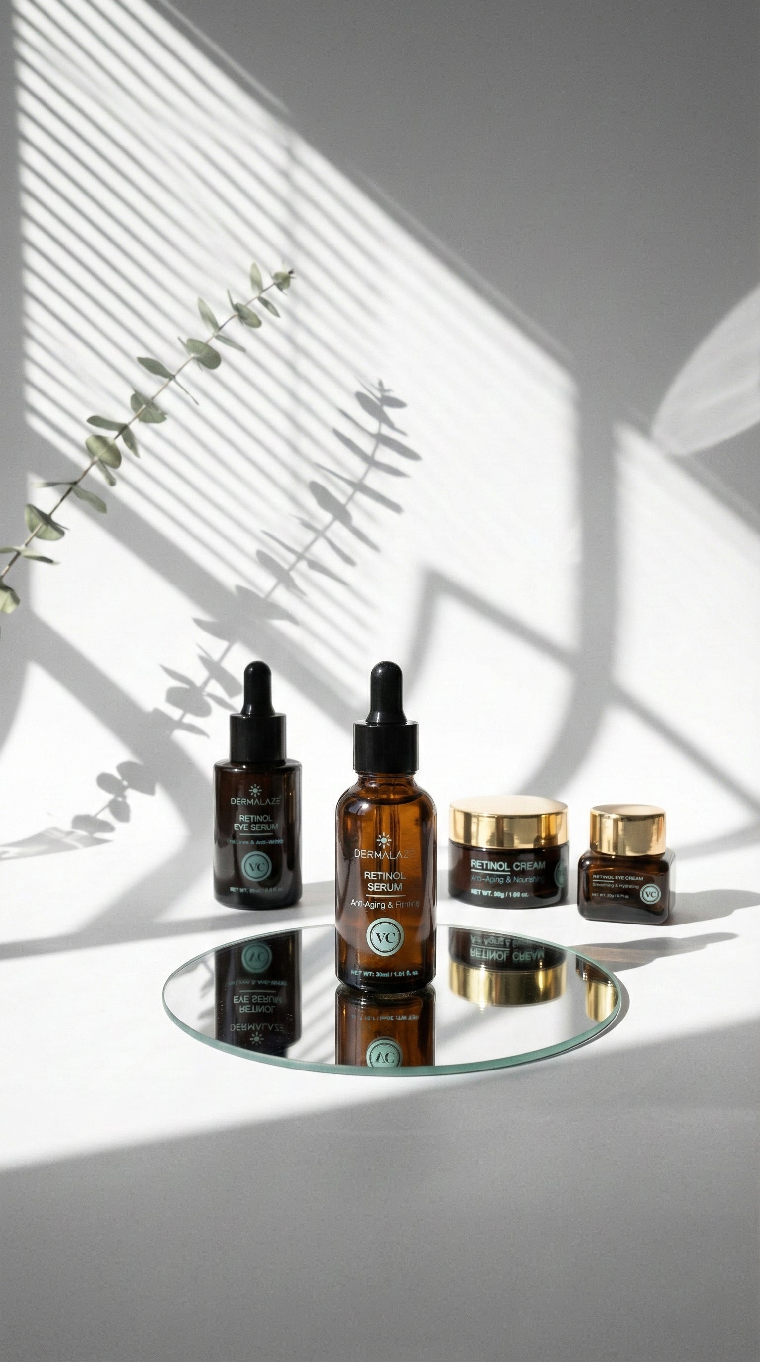 Dermalaze Retinol Skincare Travel Set – Complete Anti-Aging Verzorgingsset – Serum, Oogserum, Crème & Oogcrème – Geschikt voor Alle Huidtypen