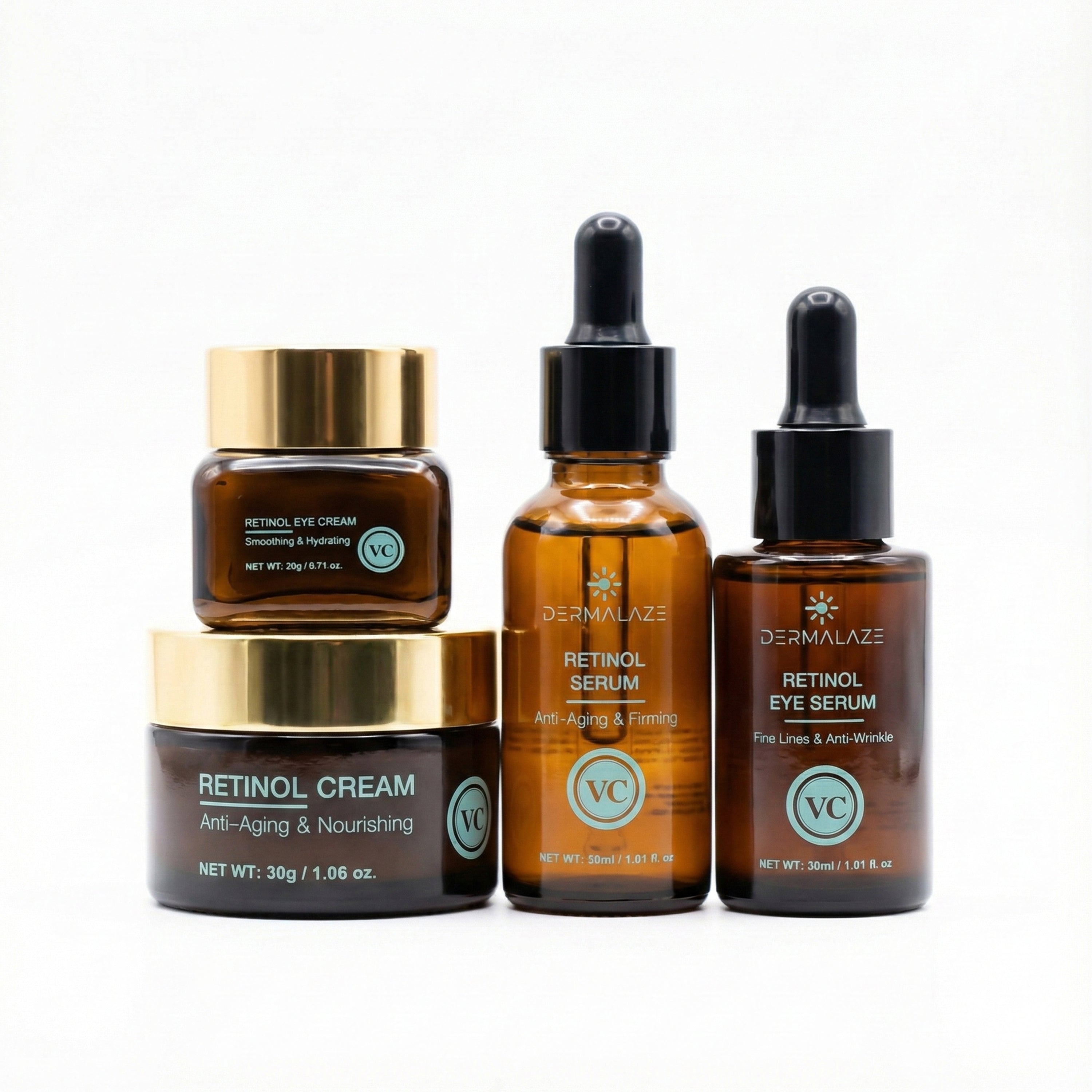 Dermalaze Retinol Skincare Travel Set – Complete Anti-Aging Verzorgingsset – Serum, Oogserum, Crème & Oogcrème – Geschikt voor Alle Huidtypen